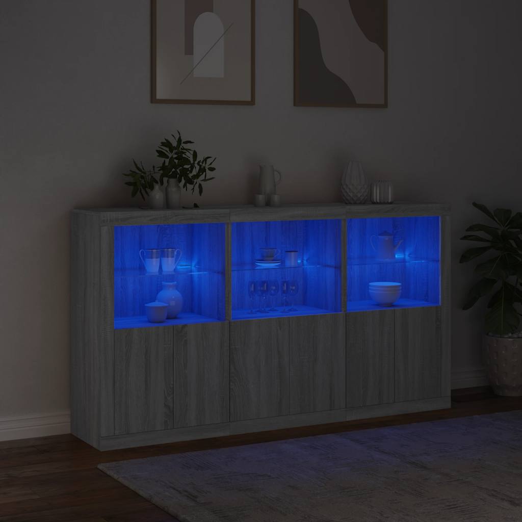 Buffet avec lumières LED sonoma gris 181,5x37x100 cm - XIOS