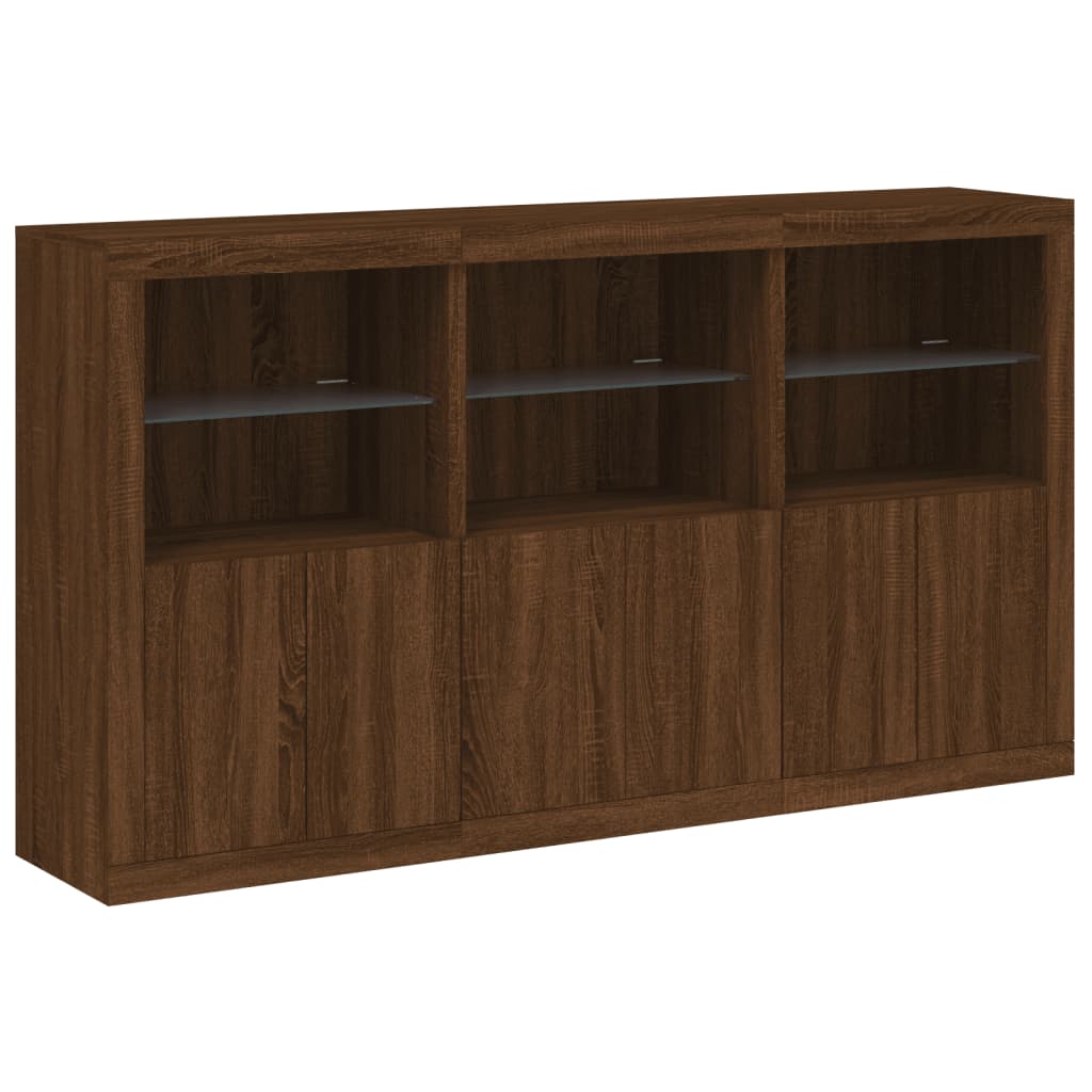 Buffet avec lumières LED chêne marron 181,5x37x100 cm - XIOS