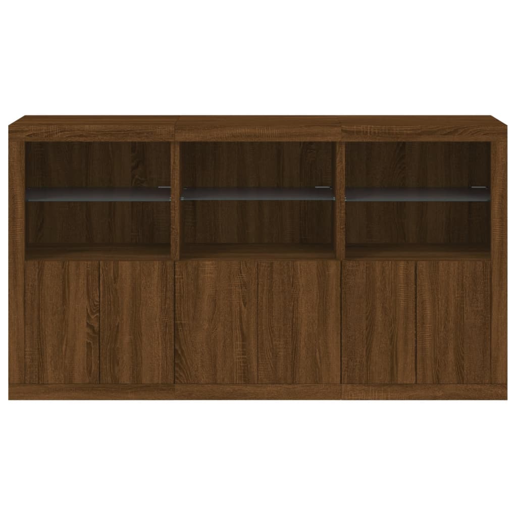 Buffet avec lumières LED chêne marron 181,5x37x100 cm - XIOS