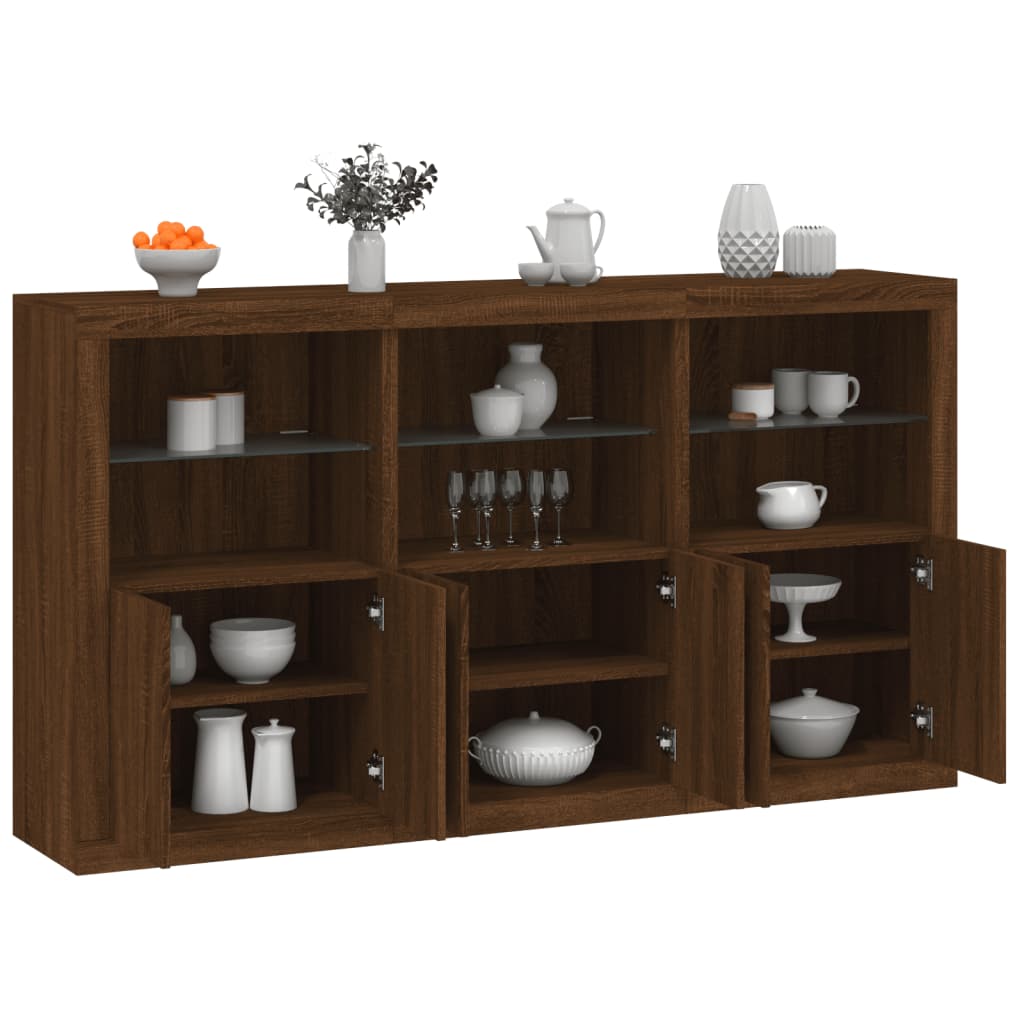 Buffet avec lumières LED chêne marron 181,5x37x100 cm - XIOS