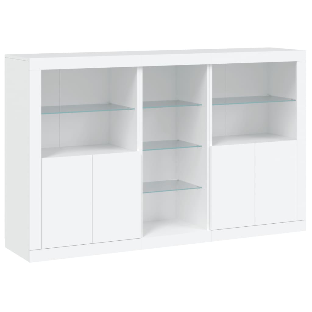 Buffet avec lumières LED blanc 162x37x100 cm - XIOS