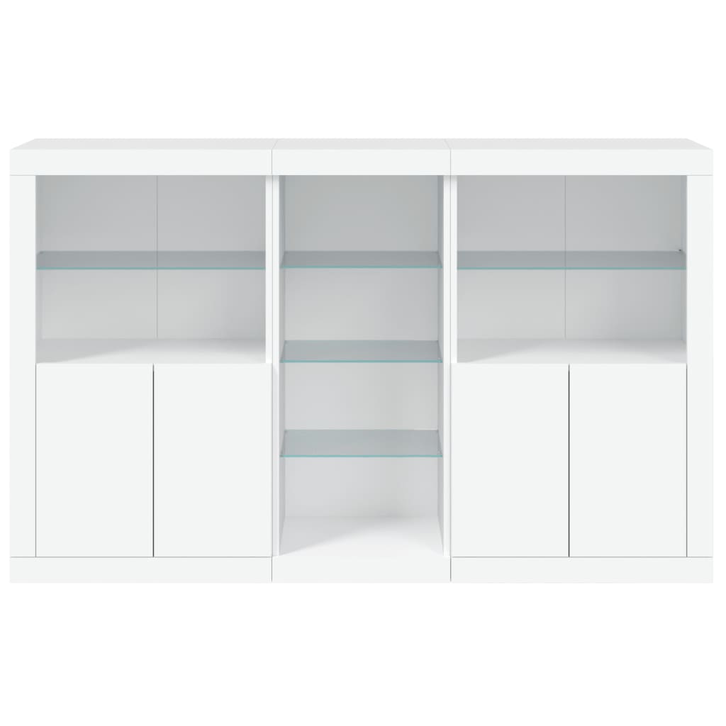 Buffet avec lumières LED blanc 162x37x100 cm - XIOS
