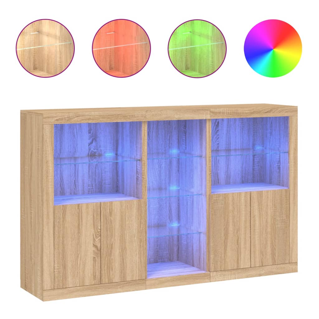 Buffet avec lumières LED chêne sonoma 162x37x100 cm - XIOS