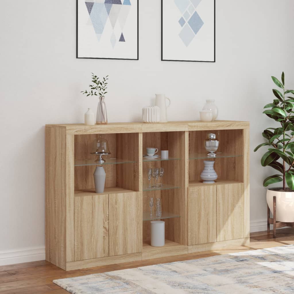 Buffet avec lumières LED chêne sonoma 162x37x100 cm - XIOS