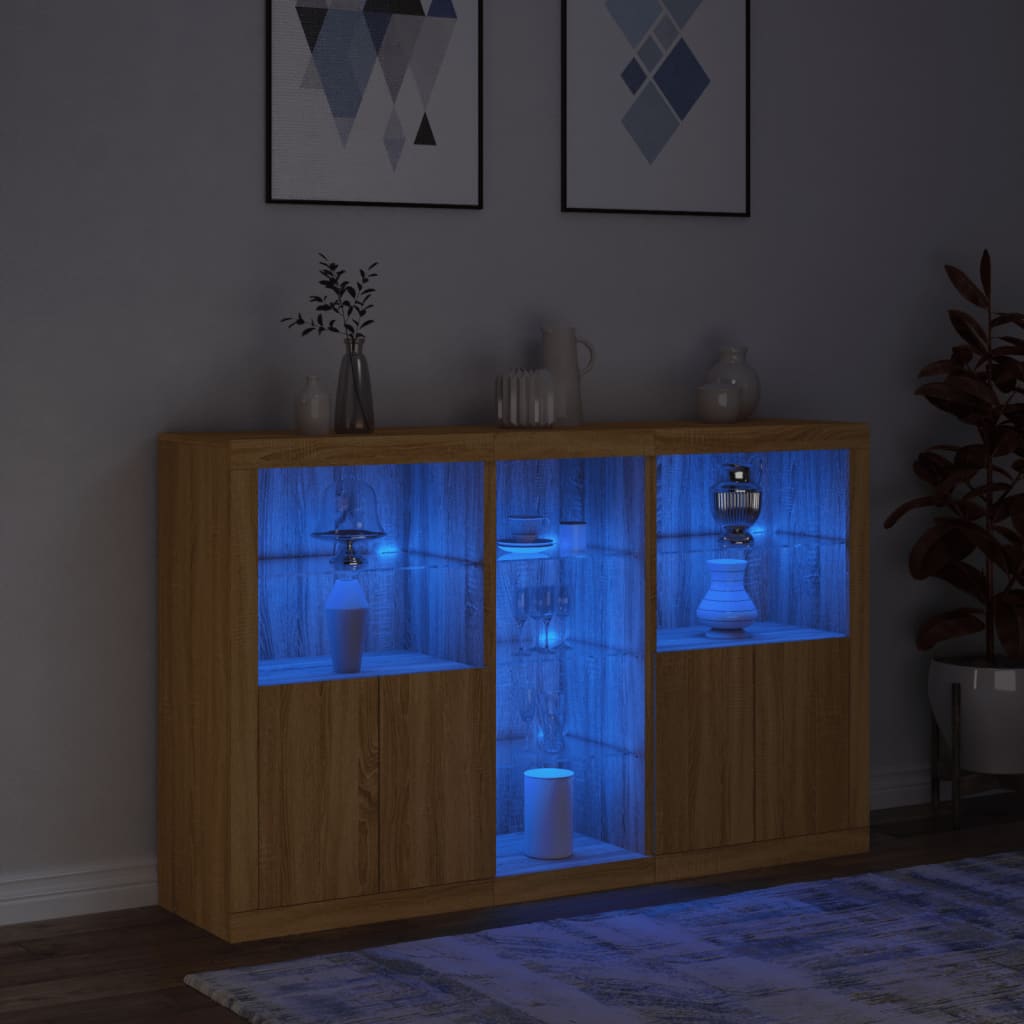 Buffet avec lumières LED chêne sonoma 162x37x100 cm - XIOS