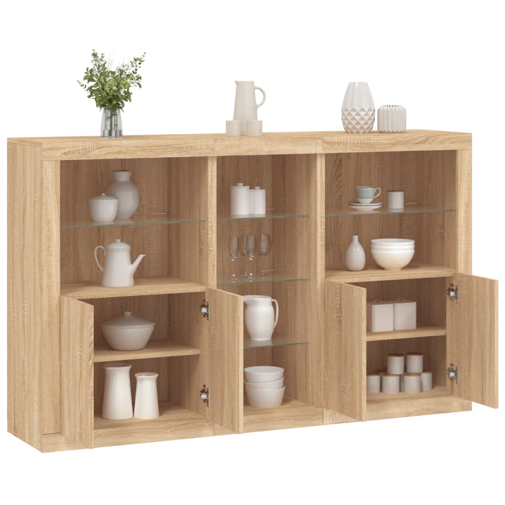Buffet avec lumières LED chêne sonoma 162x37x100 cm - XIOS