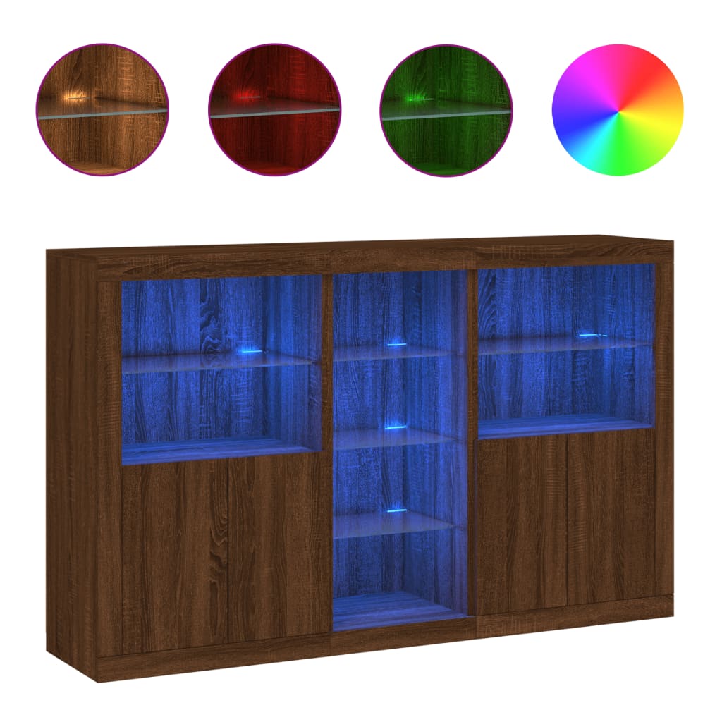 Buffet avec lumières LED chêne marron 162x37x100 cm - XIOS