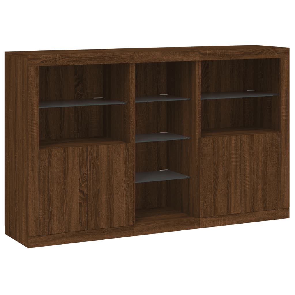 Buffet avec lumières LED chêne marron 162x37x100 cm - XIOS