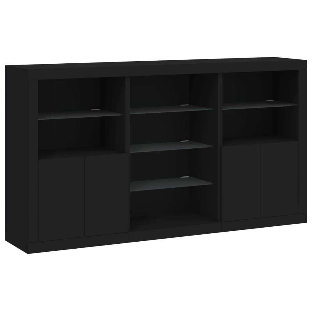 Buffet avec lumières LED noir 181,5x37x100 cm - XIOS