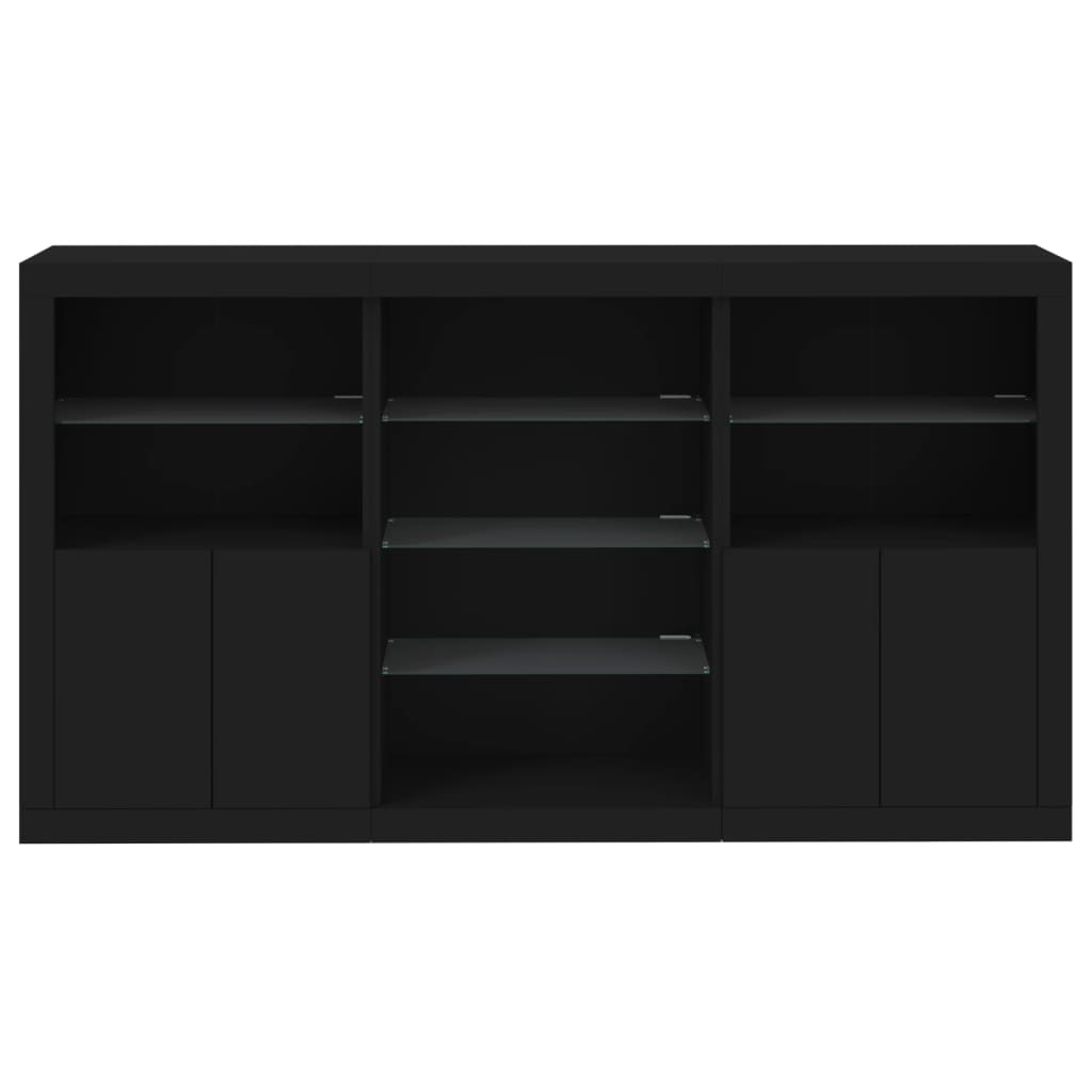 Buffet avec lumières LED noir 181,5x37x100 cm - XIOS