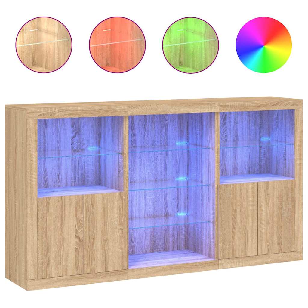 Buffet avec lumières LED chêne sonoma 181,5x37x100 cm - XIOS