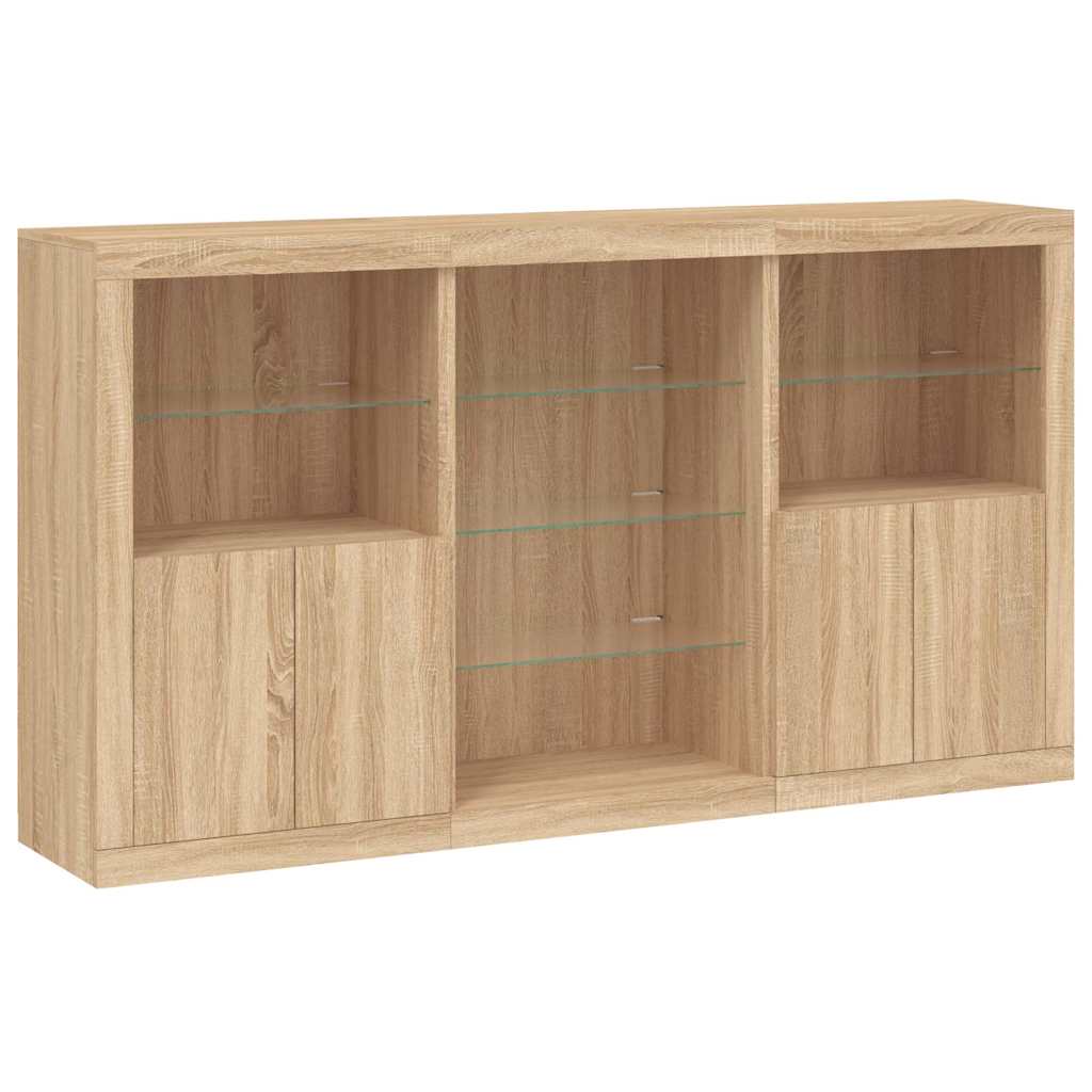 Buffet avec lumières LED chêne sonoma 181,5x37x100 cm - XIOS