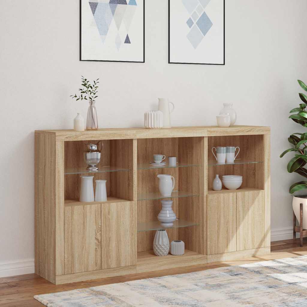Buffet avec lumières LED chêne sonoma 181,5x37x100 cm - XIOS
