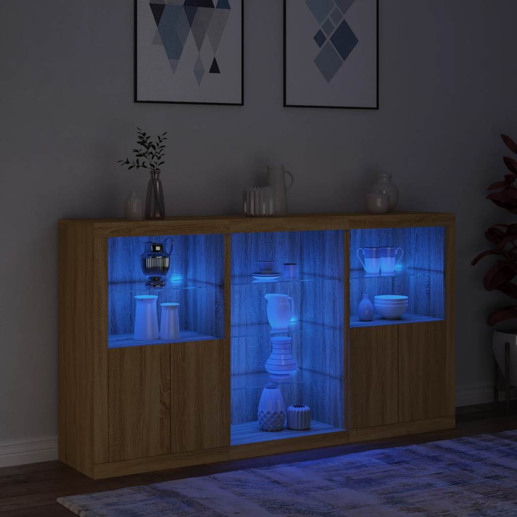 Buffet avec lumières LED chêne sonoma 181,5x37x100 cm - XIOS