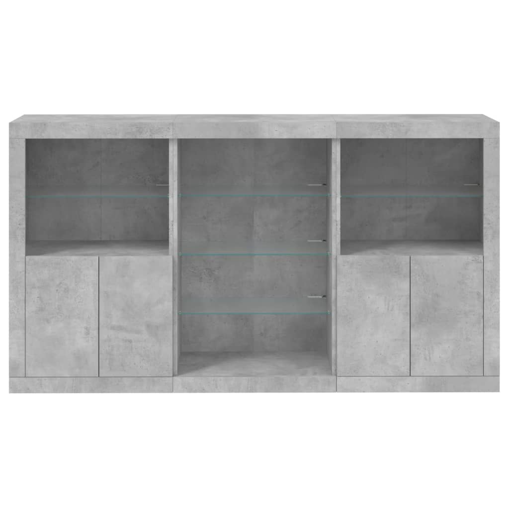 Buffet avec lumières LED gris béton 181,5x37x100 cm - XIOS