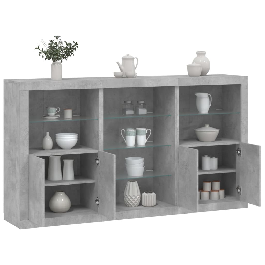 Buffet avec lumières LED gris béton 181,5x37x100 cm - XIOS