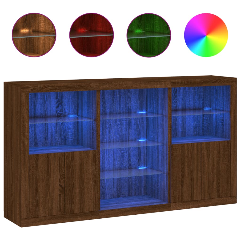 Buffet avec lumières LED chêne marron 181,5x37x100 cm - XIOS