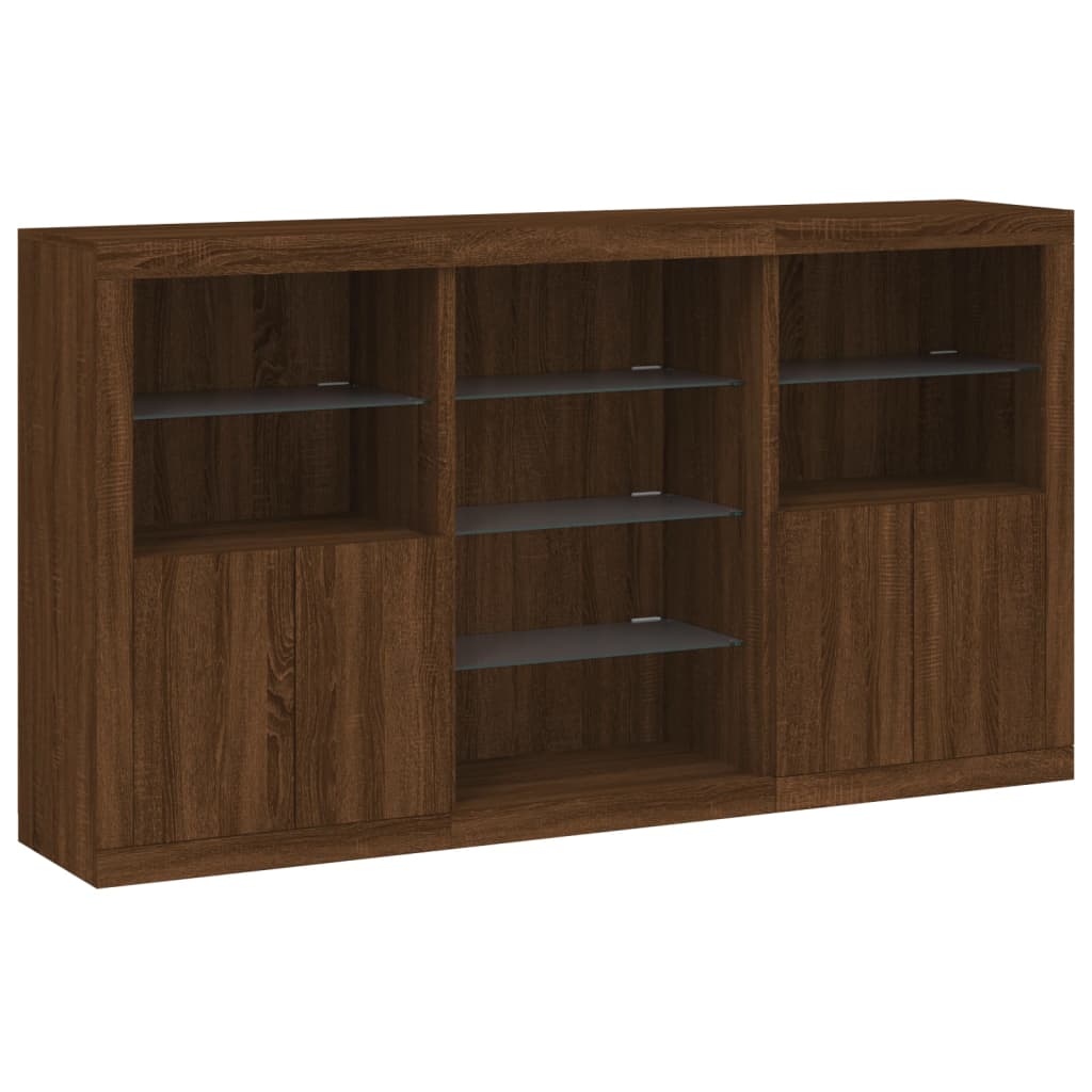 Buffet avec lumières LED chêne marron 181,5x37x100 cm - XIOS
