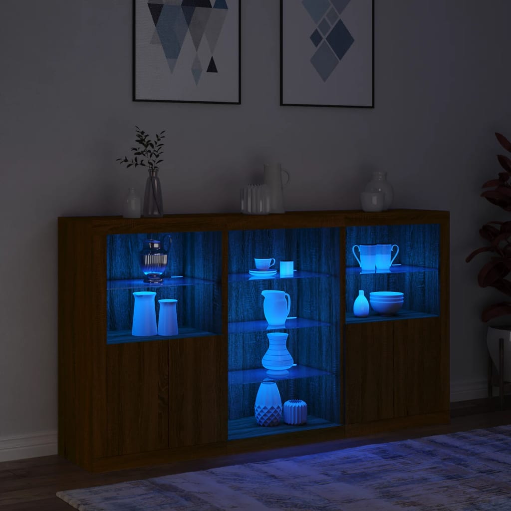 Buffet avec lumières LED chêne marron 181,5x37x100 cm - XIOS
