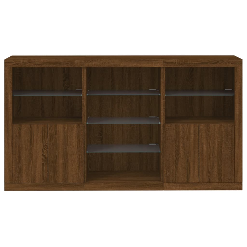 Buffet avec lumières LED chêne marron 181,5x37x100 cm - XIOS