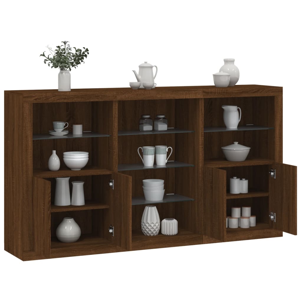Buffet avec lumières LED chêne marron 181,5x37x100 cm - XIOS