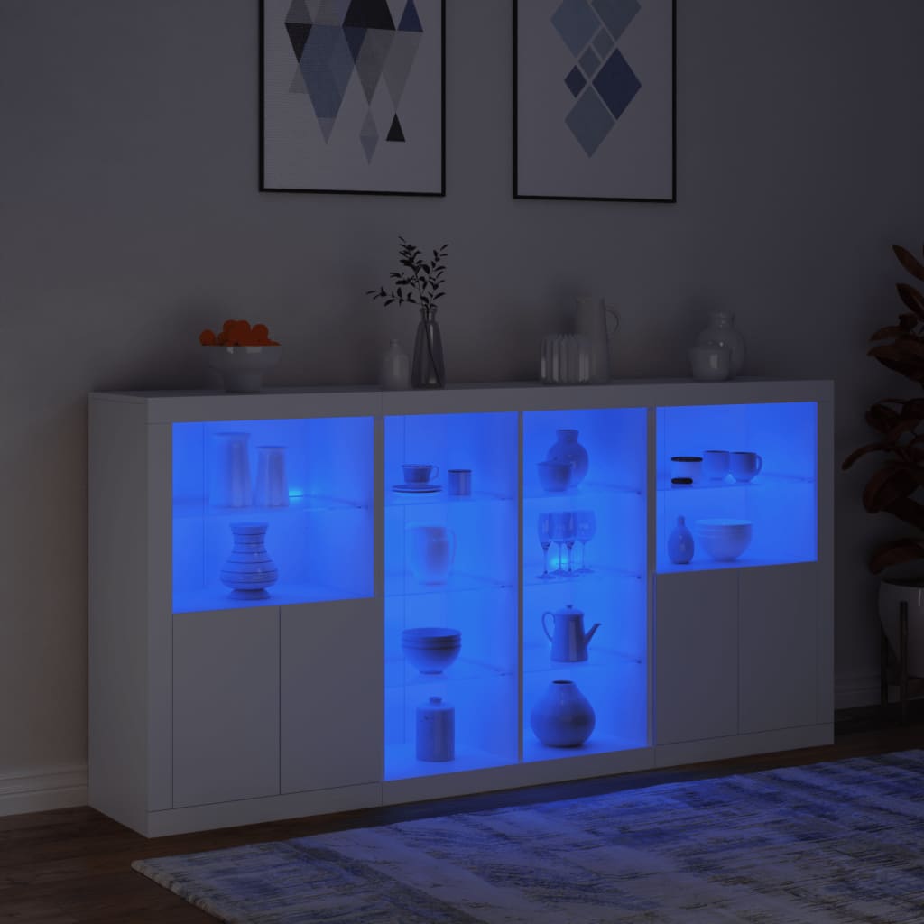 Buffet avec lumières LED blanc 202x37x100 cm - XIOS