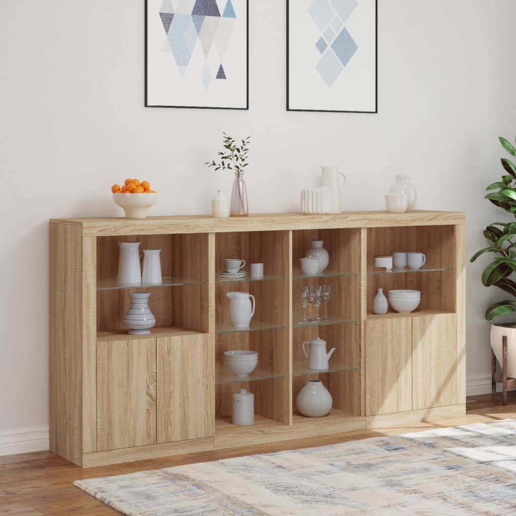 Buffet avec lumières LED chêne sonoma 202x37x100 cm - XIOS