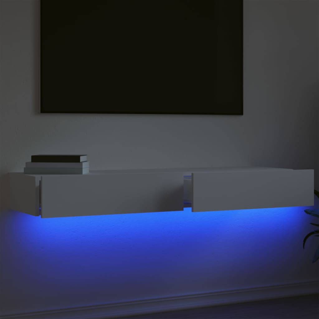 Meubles TV avec éclairage LED 2 pcs blanc 60x35x15,5 cm - XIOS