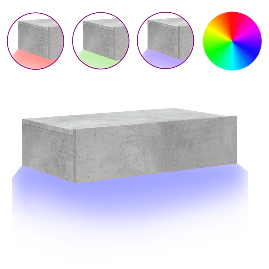 Meuble TV avec éclairage LED gris béton 60x35x15,5 cm - XIOS