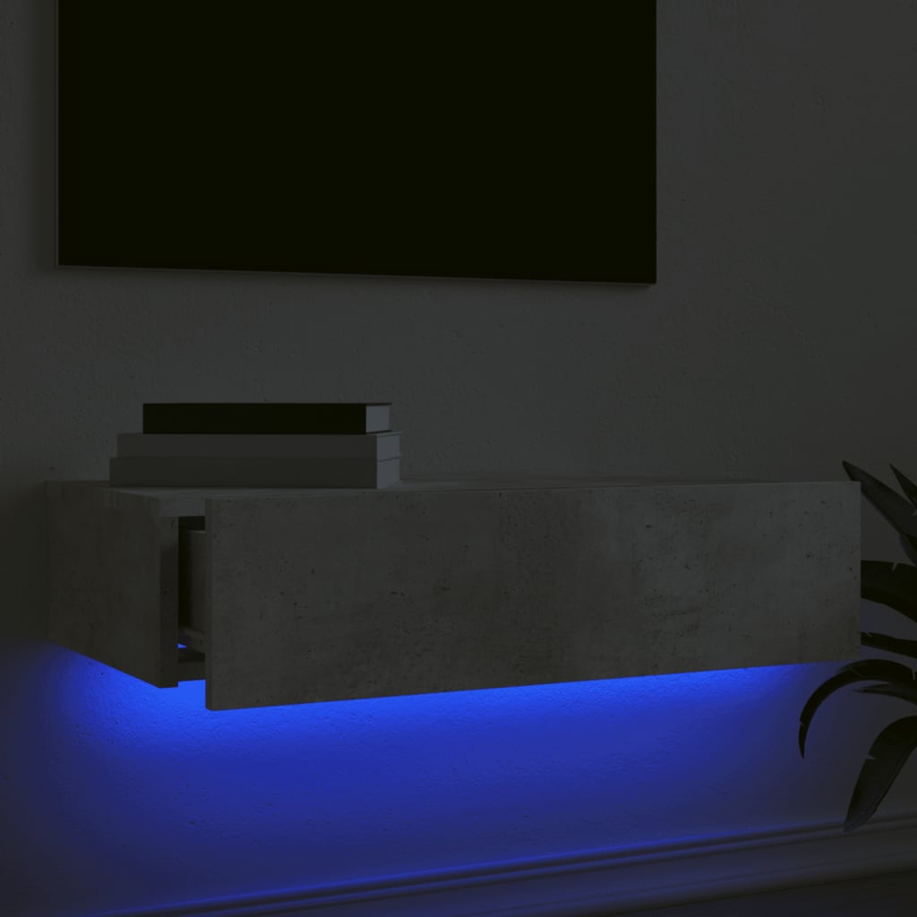 Meuble TV avec éclairage LED gris béton 60x35x15,5 cm - XIOS