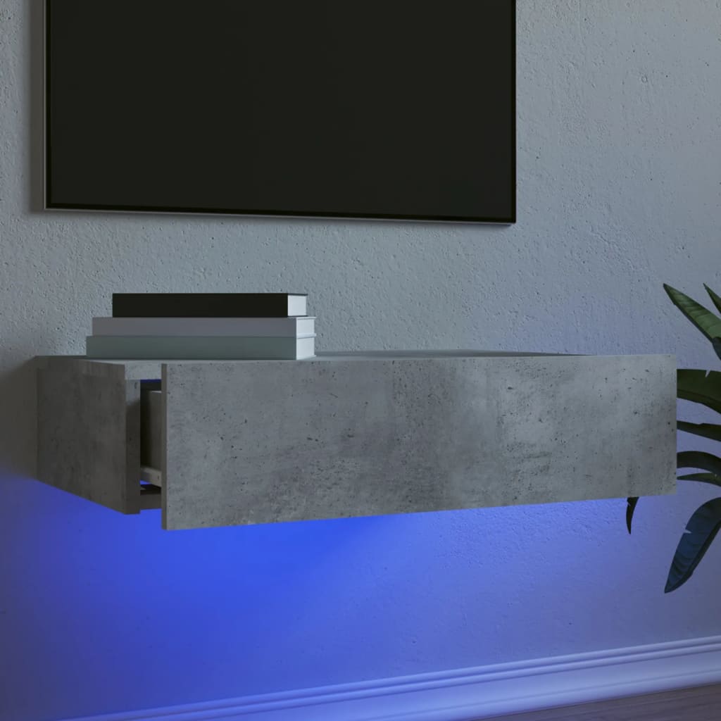 Meuble TV avec éclairage LED gris béton 60x35x15,5 cm - XIOS