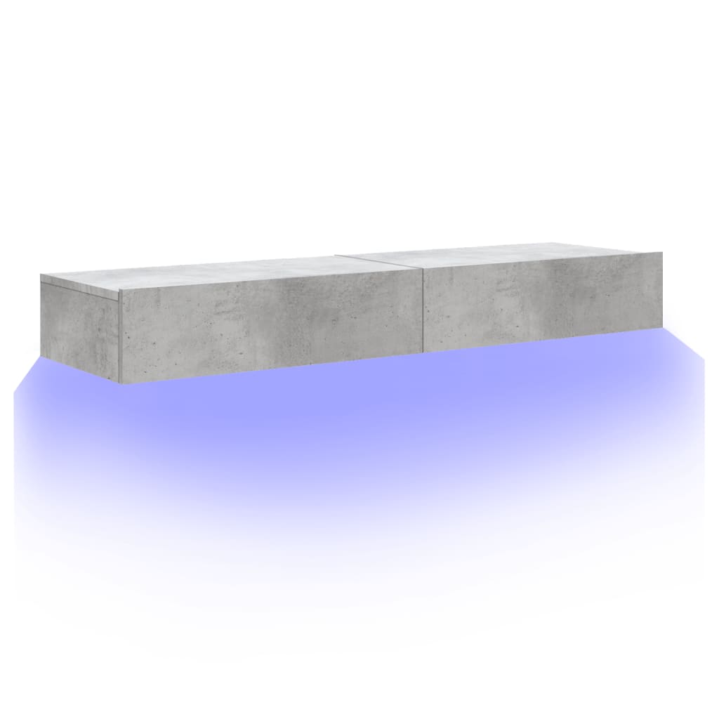 Meubles TV avec lumières LED 2 pcs gris béton 60x35x15,5 cm - XIOS