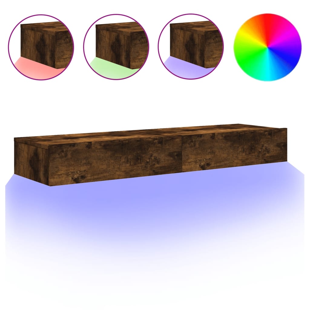 Meubles TV avec lumières LED 2 pcs chêne fumé 60x35x15,5 cm - XIOS