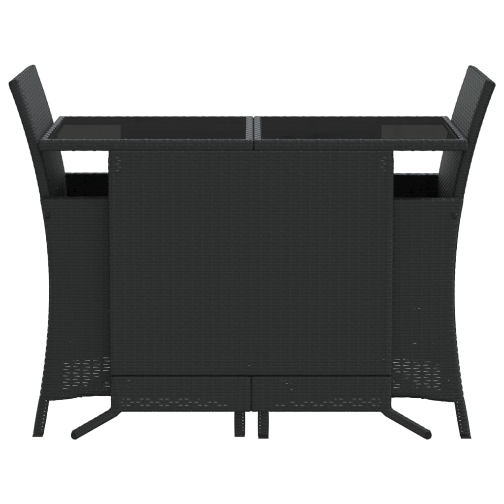 Ensemble de bistro 3 pcs avec coussins noir résine tressée - XIOS