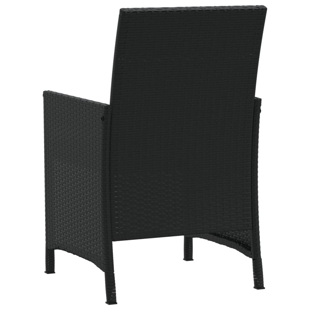 Ensemble de bistro 3 pcs avec coussins noir résine tressée - XIOS