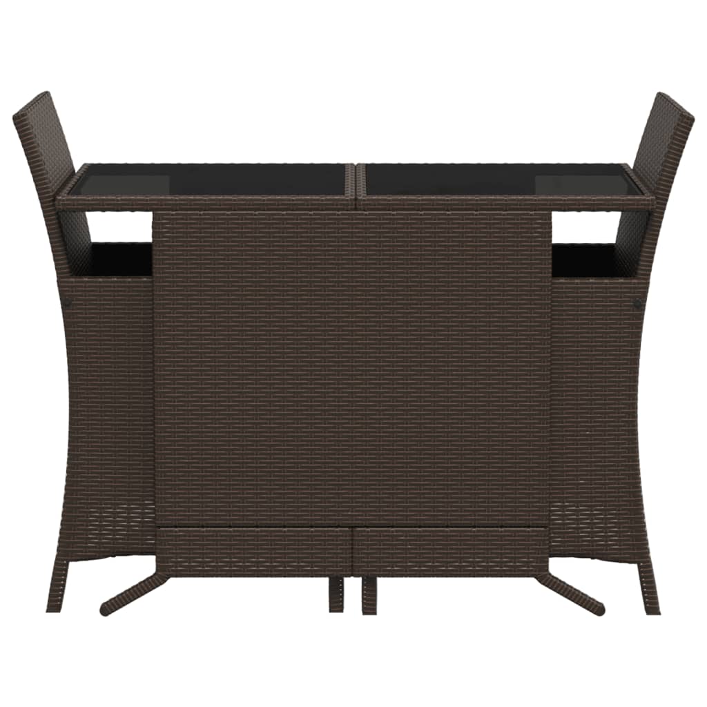 Ensemble de bistro 3 pcs avec coussins marron résine tressée - XIOS
