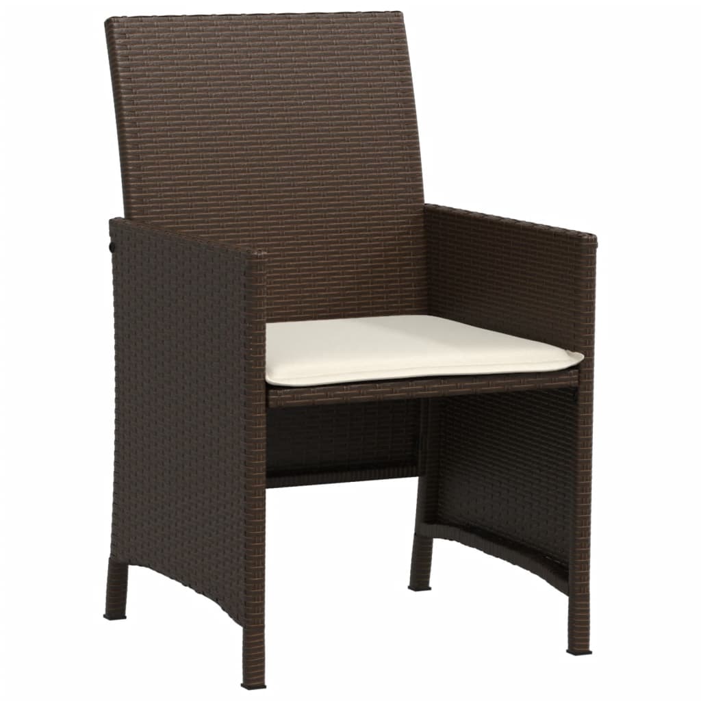 Ensemble de bistro 3 pcs avec coussins marron résine tressée - XIOS