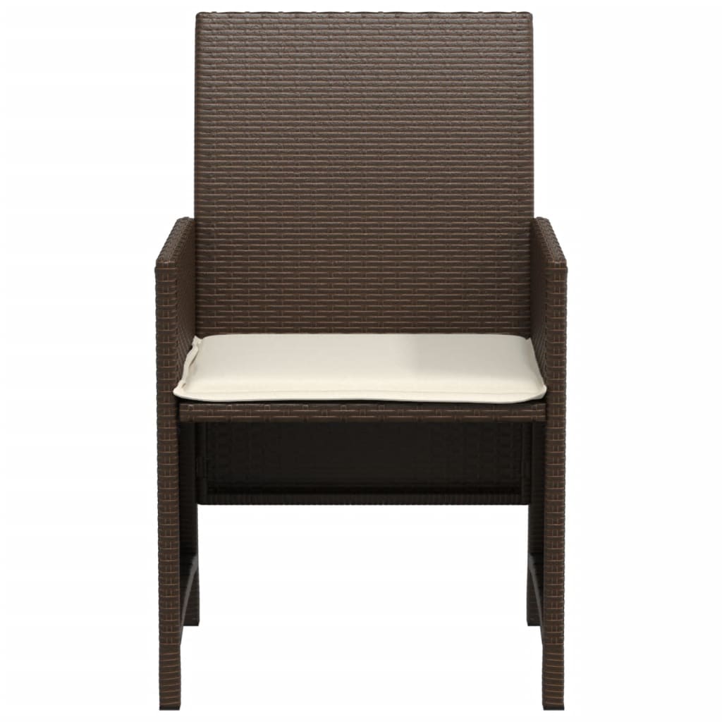 Ensemble de bistro 3 pcs avec coussins marron résine tressée - XIOS