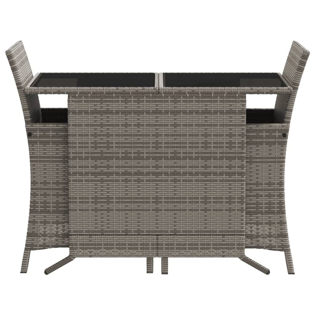 Ensemble de bistro 3 pcs avec coussins gris résine tressée - XIOS