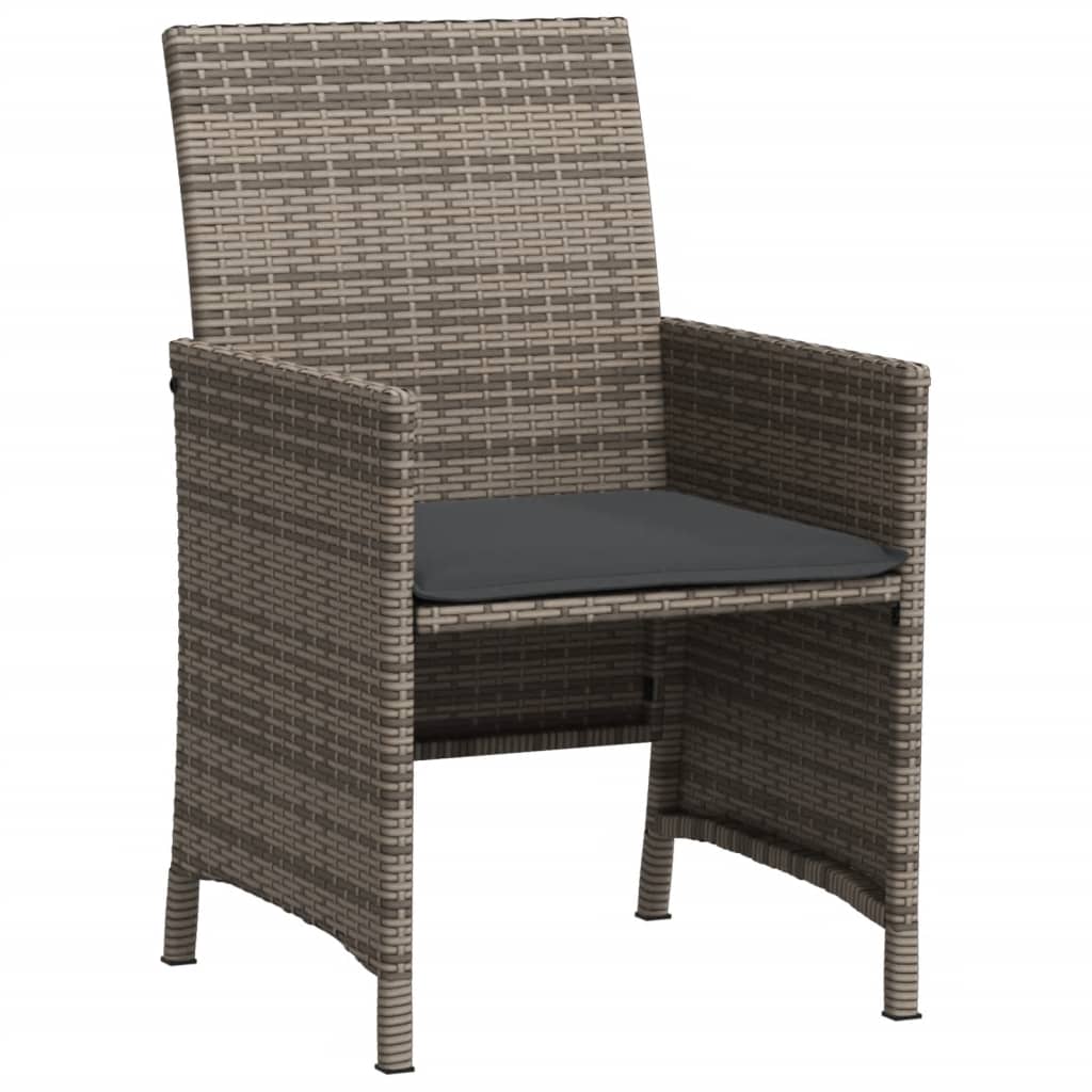 Ensemble de bistro 3 pcs avec coussins gris résine tressée - XIOS