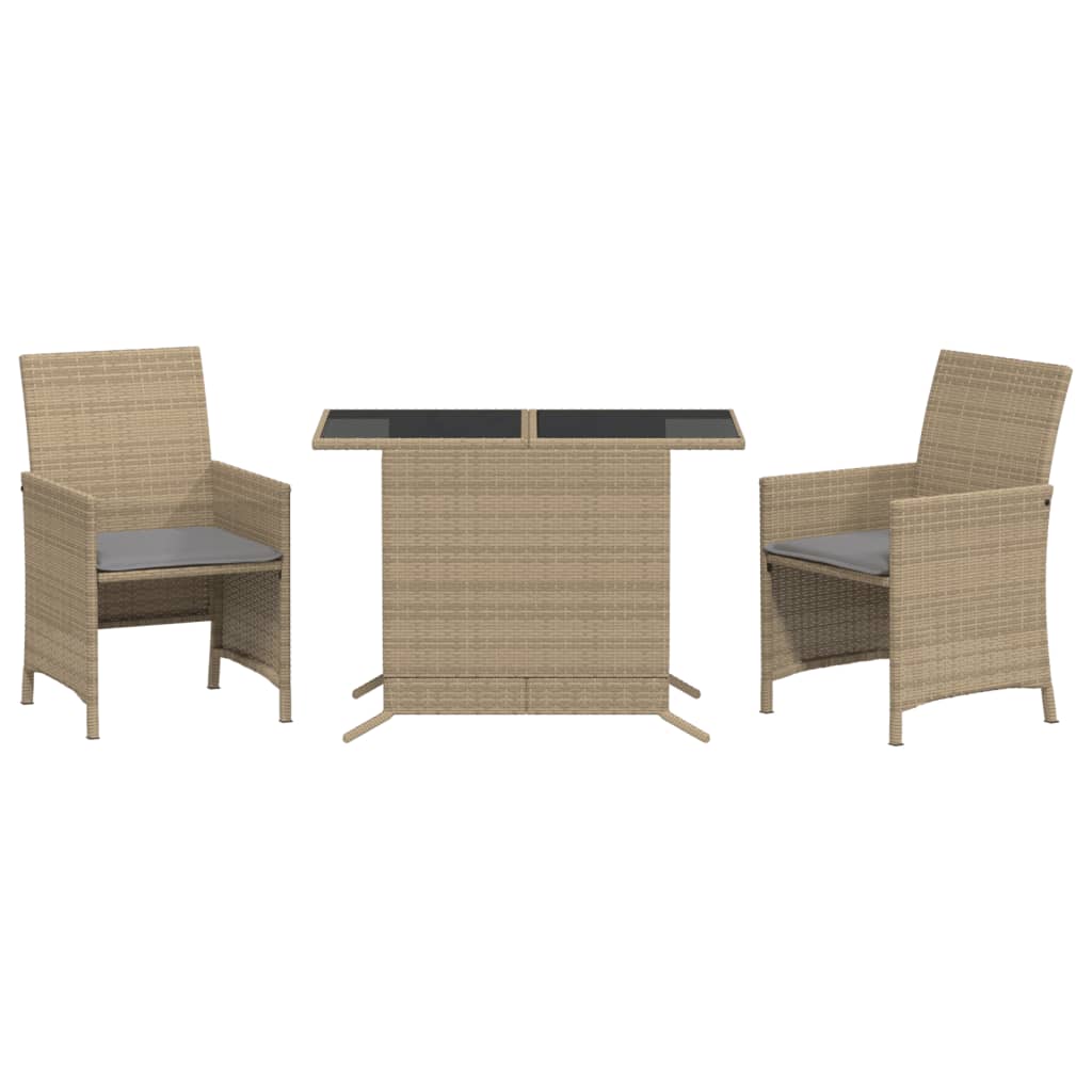 Ensemble de bistro 3 pcs coussins mélange beige résine tressée - XIOS