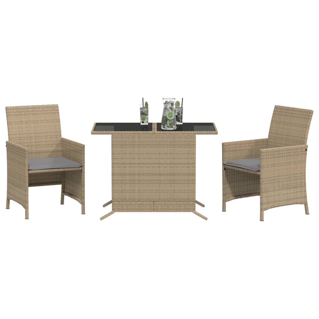 Ensemble de bistro 3 pcs coussins mélange beige résine tressée - XIOS