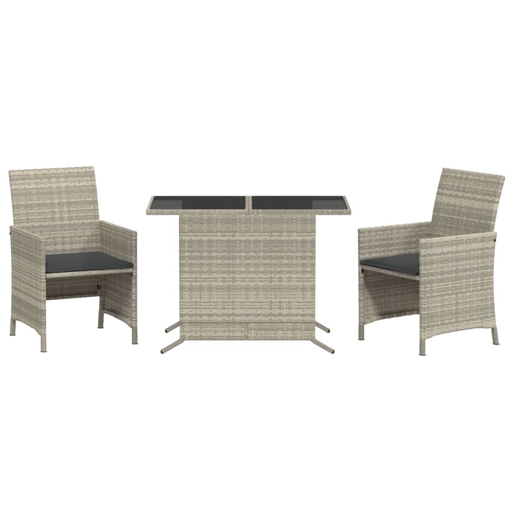 Ensemble de bistro 3 pcs et coussins gris clair résine tressée - XIOS