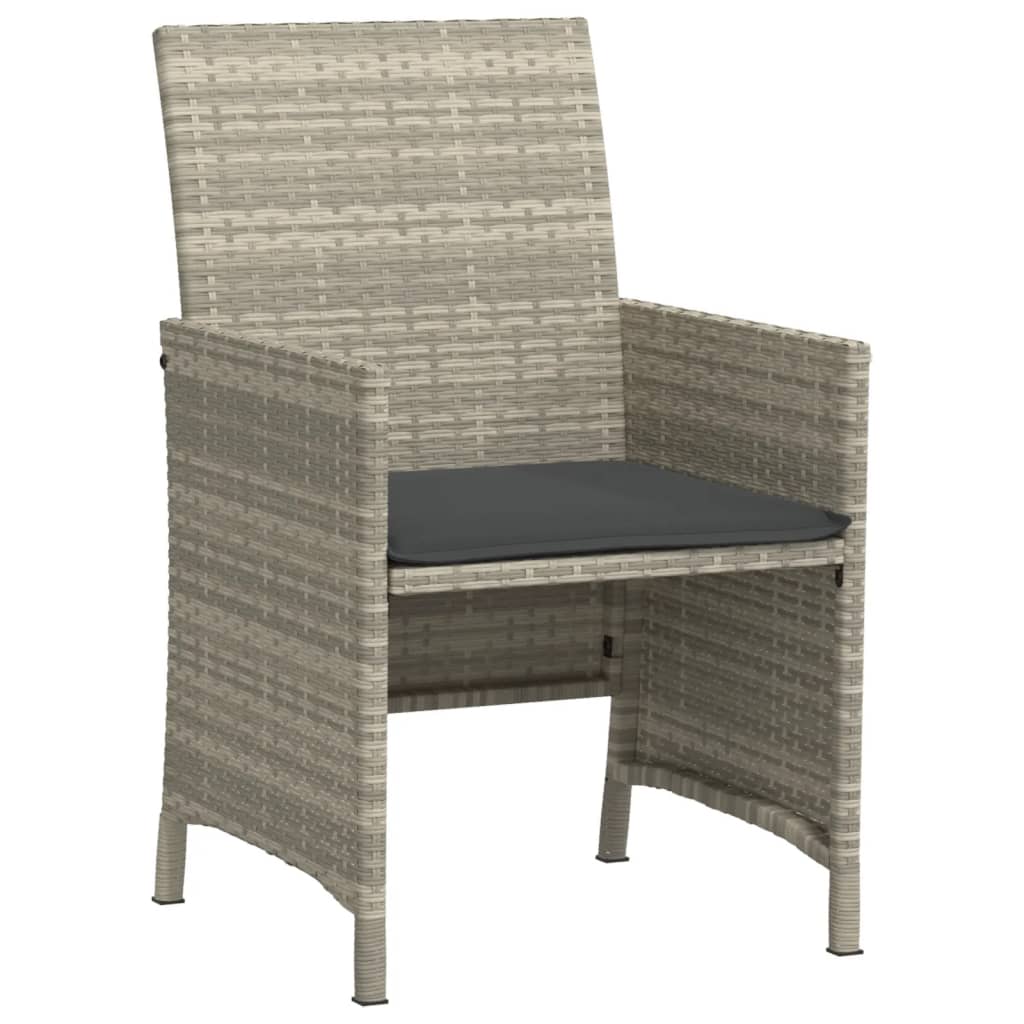 Ensemble de bistro 3 pcs et coussins gris clair résine tressée - XIOS