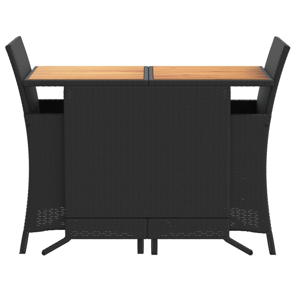Ensemble de bistro 3 pcs avec coussins noir résine tressée - XIOS