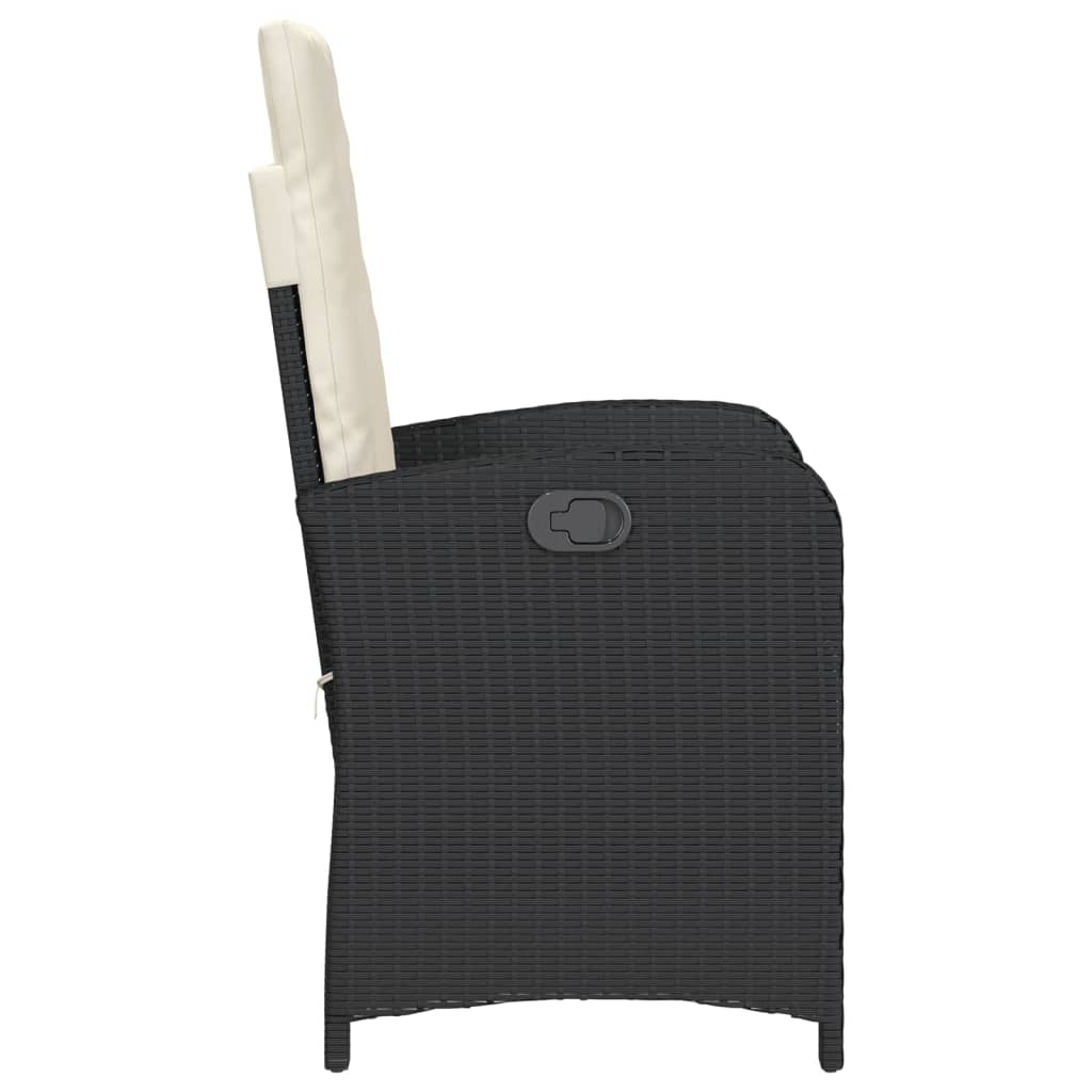 Ensemble de bistro 3 pcs avec coussins noir résine tressée - XIOS