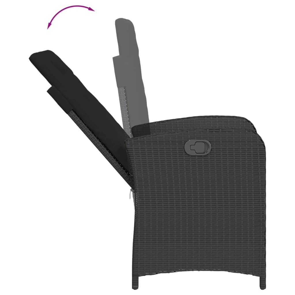 Ensemble de bistro 3 pcs avec coussins noir résine tressée - XIOS