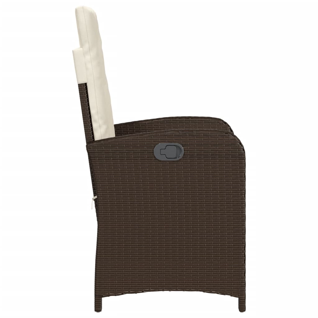 Ensemble de bistro 3 pcs avec coussins marron résine tressée - XIOS