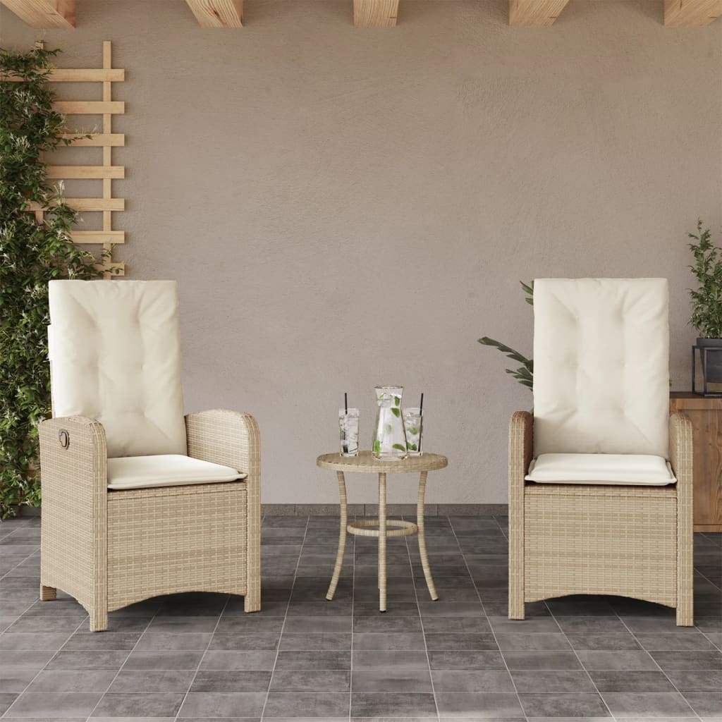 Ensemble de bistro 3 pcs avec coussins beige résine tressée - XIOS