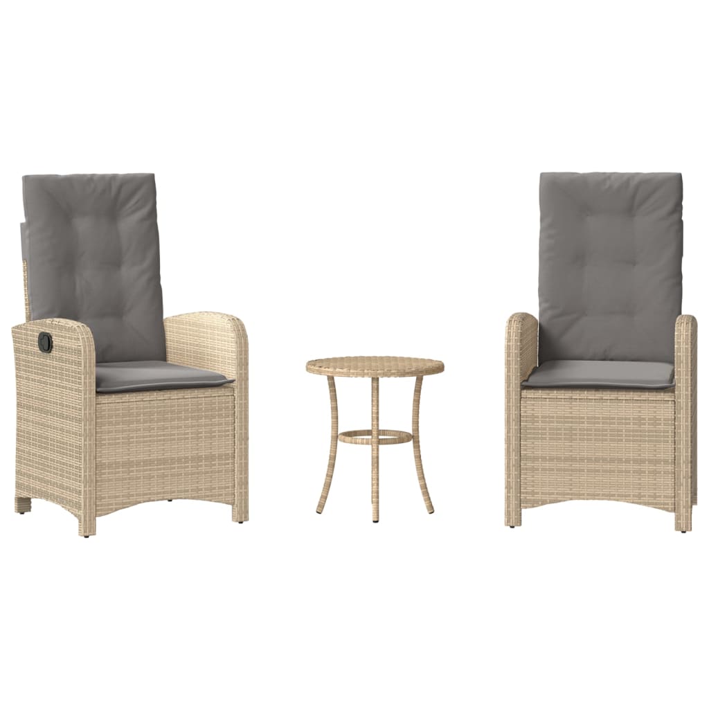 Ensemble de bistro 3 pcs coussins mélange beige résine tressée - XIOS